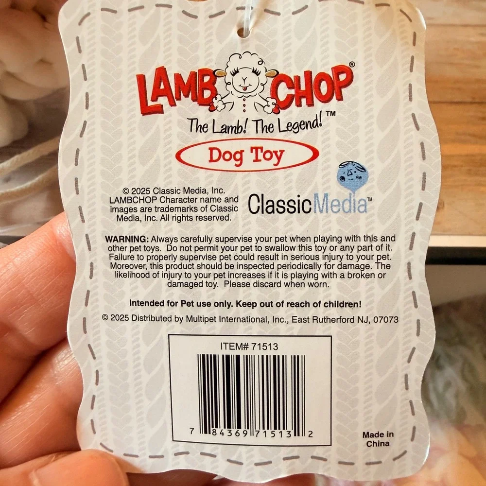 Multipet Lamb Chop Dog Toy Small White New Squeaky Plush Knotted Rope 71513